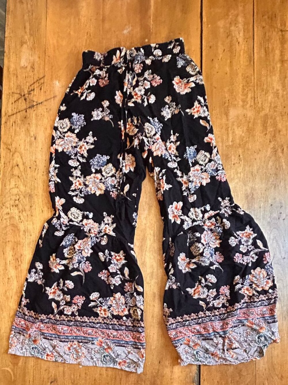 Angie palazzo-hippie pants, women's M, dark floral, #boho #festival - Picture 2 of 4